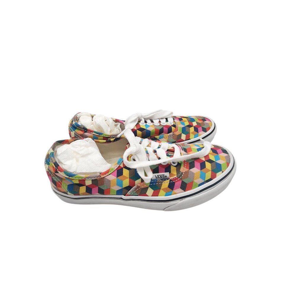 Vans Authentic(3d Check) Multi/True white Checkered Skate Shoes Men 6.5 / womens